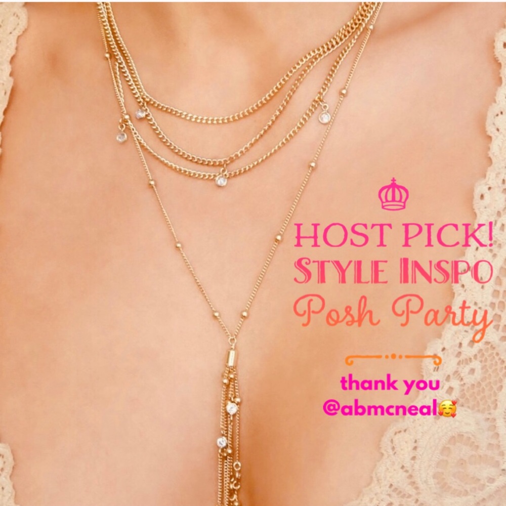 New Gold Layered Necklace Ettika Chloe Gold Tassel Necklace - Picture 2 of 12